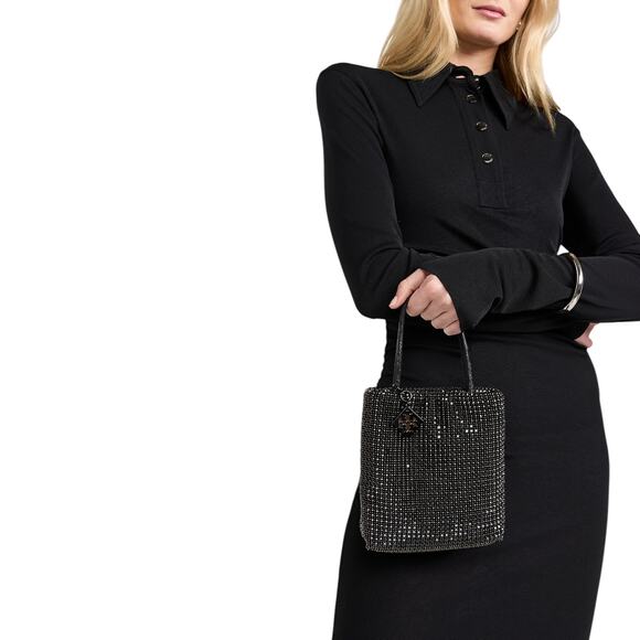 TORY BURCH Night Owl Crystal Embellished Mini Tote in Black - Picture 2 of 9